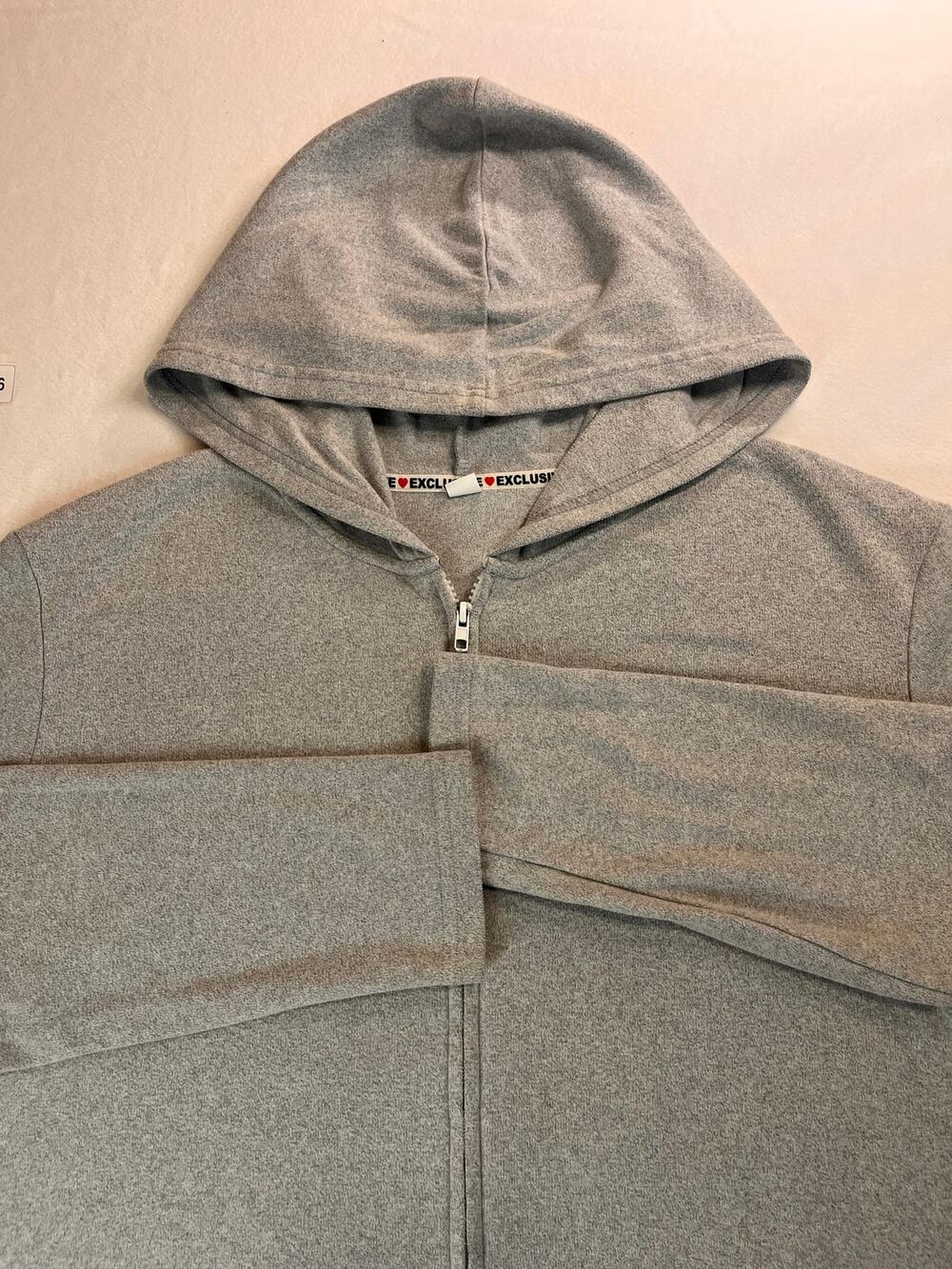 90s Basic Gray Zip Hoodie by Exclusive Size L